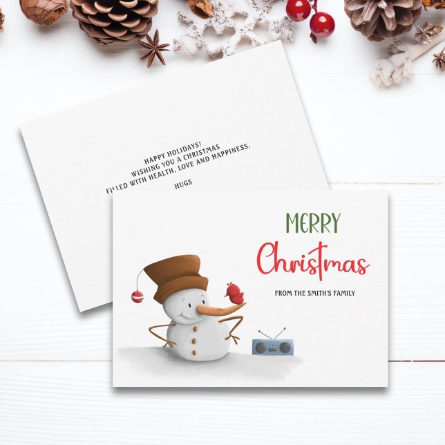 Cartes Pour Fêtes Annuelles Cute Snowman Dance Radio Noël (Créateur téléchargé)