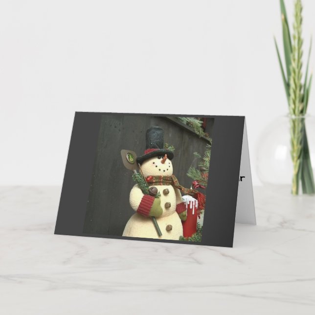CARTES POUR FÊTES ANNUELLES CUTE SNOWMAN DIT JOYEUX NOËL / HEUREUSE NOUVELLE A (Devant)