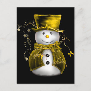Cartes Pour Fêtes Annuelles Cute Snowman en Velours d'or Noël