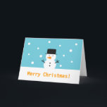 Cartes Pour Fêtes Annuelles Cute Snowman sur la neige arrière - plan pour Noël<br><div class="desc">Spread your Christmas cheer this consolive holiday season with this cute snowman that is wearing a black top, and a carrot for its nose on snow winter background. A modern holiday design that make use of minimum lines and shapes which makes it classy and elegant as a greeting card for...</div>