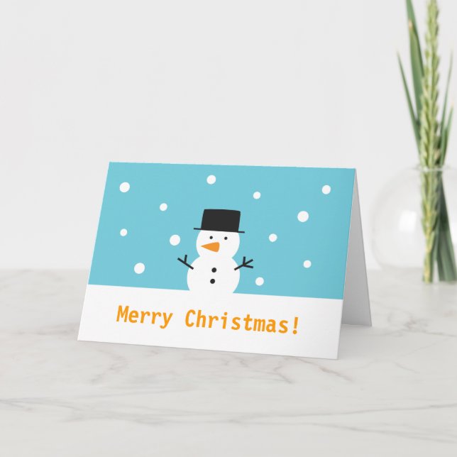 Cartes Pour Fêtes Annuelles Cute Snowman sur la neige arrière - plan pour Noël (Devant)