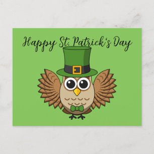 Cartes Pour Fêtes Annuelles Cute St Patrick's Day Owl Cartoon Add Text