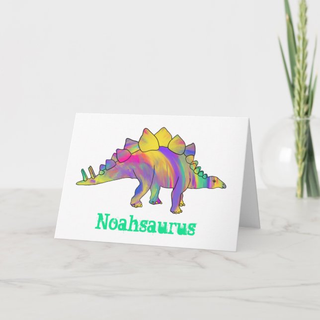 Cartes Pour Fêtes Annuelles Cute Stegosaurus Dinosaur Anniversaire personnalis (Devant)