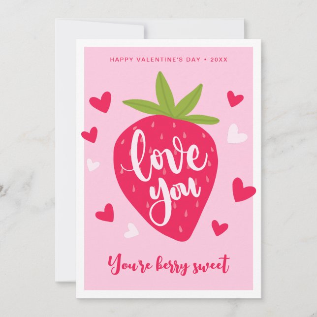 Cartes Pour Fêtes Annuelles Cute Strawberry Love Berry Sweet Hearts Valentines (Devant)