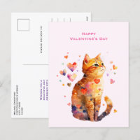 Cute Tabby Chat avec Coeurs Saint-Valentin