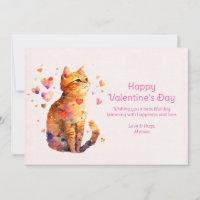Cute Tabby Chat avec Coeurs Saint-Valentin