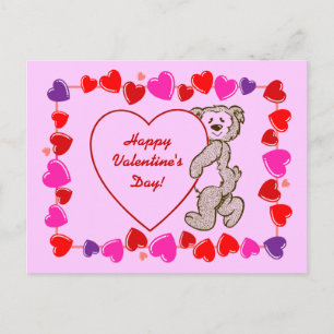 Cartes Pour Fêtes Annuelles Cute Teddy Bear Coeur de coeur pour enfants Saint