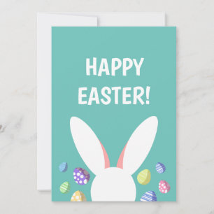 CARTES POUR FÊTES ANNUELLES CUTE TÊTE DE BUNNY ET OEUFS DE PÂQUES