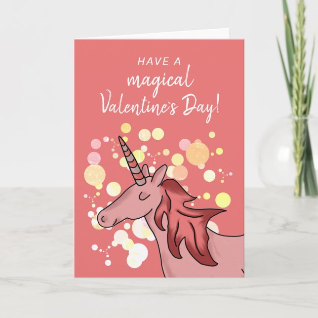 Cartes Pour Fêtes Annuelles Cute Unicorn Enfants Classe Saint Valentin (Devant)