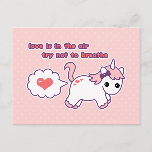 Cartes Pour Fêtes Annuelles Cute Unicorn Valentine (Devant)