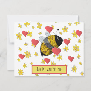 Cartes Pour Fêtes Annuelles Cute Valentine Bumblebee Daisy Coeur rose