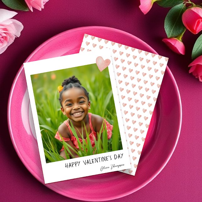 Cartes Pour Fêtes Annuelles Cute Valentine Coeur rose Peint à la main (Créateur téléchargé)