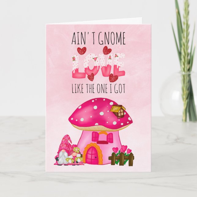 Cartes Pour Fêtes Annuelles Cute Valentine Gnome Love Rose Aquarelle (Devant)