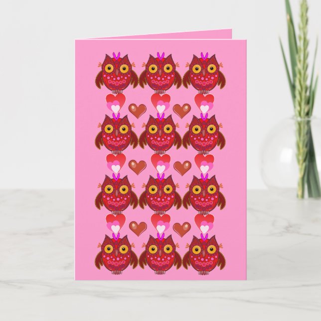 Cartes Pour Fêtes Annuelles Cute Valentine's day card with Cartoon Owls (Devant)
