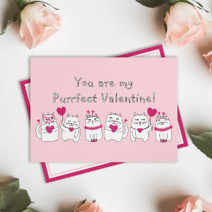 Cartes Pour Fêtes Annuelles Cute Valentine's Day Chats Coeurs roses