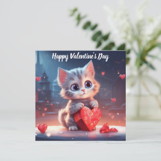 Cartes Pour Fêtes Annuelles Cute Valentine's Day Kitten