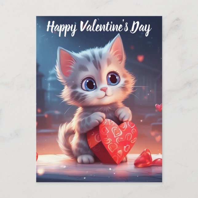 Cartes Pour Fêtes Annuelles Cute Valentine's Day Kitten (Devant)