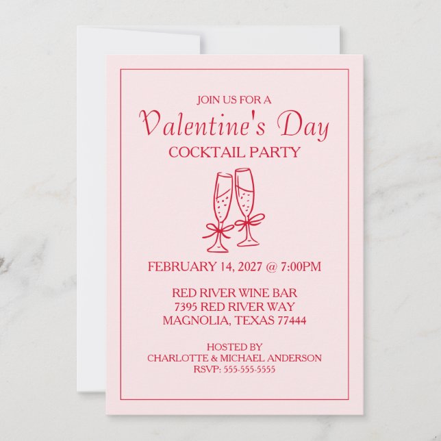 Cartes Pour Fêtes Annuelles Cute Valentine's Day XOXO Pink Red  (Devant)