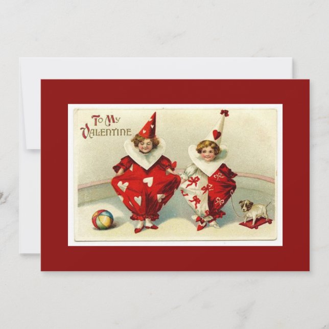 Cartes Pour Fêtes Annuelles Cute Valentines Vintages Enfants (Devant)