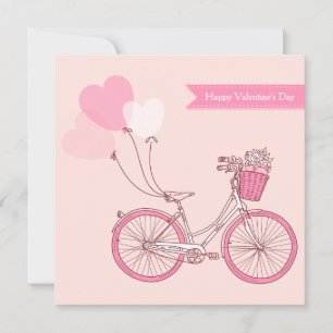 Cartes Pour Fêtes Annuelles Cute Vintage Bicycle Happy Valentine's Day