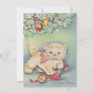 Cartes Pour Fêtes Annuelles Cute Vintage Christmas chaton