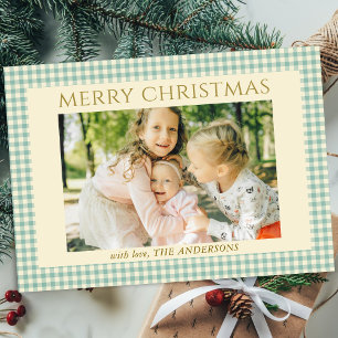 Cartes Pour Fêtes Annuelles Cute Vintage Noël Photo En vichy Plaid
