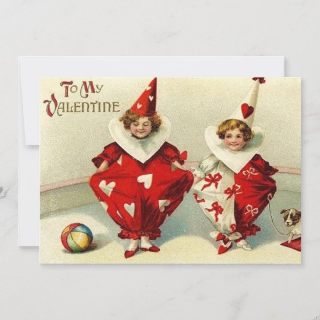 Cartes Pour Fêtes Annuelles Cute vintage Valentine clowns (Devant)