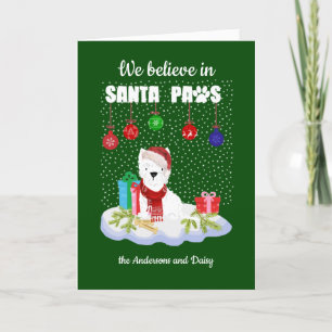 Cartes Pour Fêtes Annuelles Cute Westie Croire en Père Noël Paws Noël