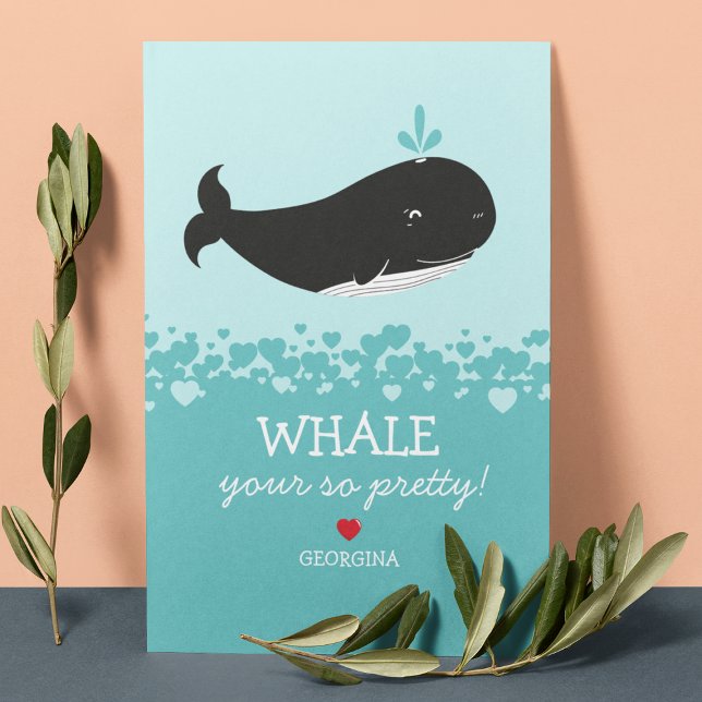 Cartes Pour Fêtes Annuelles Cute Whale Classroom Valentine (Créateur téléchargé)