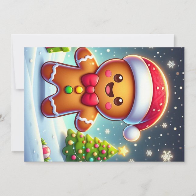 Cartes Pour Fêtes Annuelles Cute Whimsical Noël/homme en pain d'épices d'hiver (Devant)