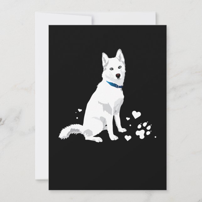 Cartes Pour Fêtes Annuelles Cute White Siberian Husky - Sweet White Snow Dog (Devant)