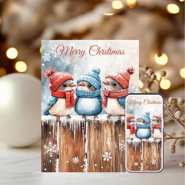 Cartes Pour Fêtes Annuelles Cute Winter Birds Christmas Cards (Créateur téléchargé)