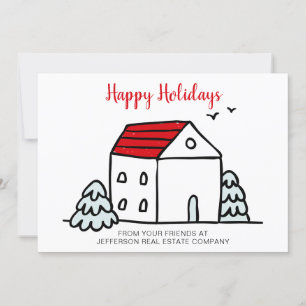 Cartes Pour Fêtes Annuelles Cute Winter House Immobilier