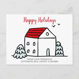 Cartes Pour Fêtes Annuelles Cute Winter House Immobilier Entreprise
