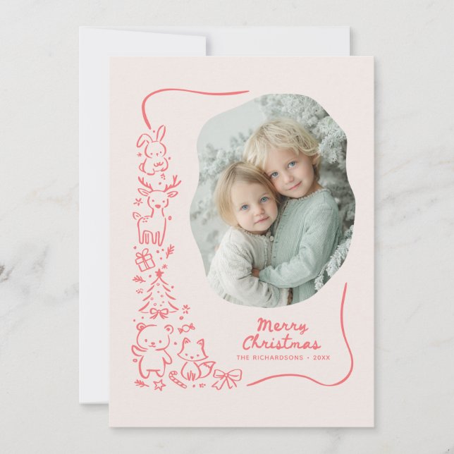 Cartes Pour Fêtes Annuelles Cute Winter Woodland Christmas Greeting Photo (Devant)