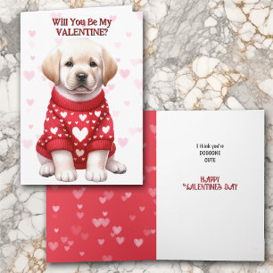 Cartes Pour Fêtes Annuelles Cute Yellow Labrador Retriever Chiot Valentine