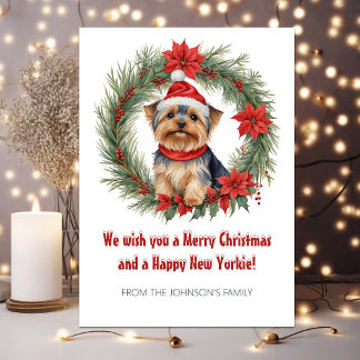 Cartes Pour Fêtes Annuelles Cute Yorkie Funny Chien Pun Noël