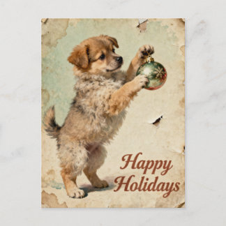 Cartes Pour Fêtes Annuelles Cute Your Text Season’s Greetings Puppy Postcard