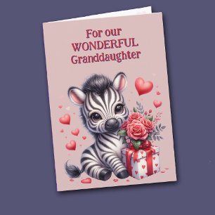 Cartes Pour Fêtes Annuelles Cute Zebra Floral Cadeau Grandgirl Valentine