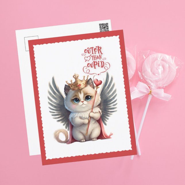 Cartes Pour Fêtes Annuelles Cuter than Cupid Chibi Cat Valentine (Créateur téléchargé)