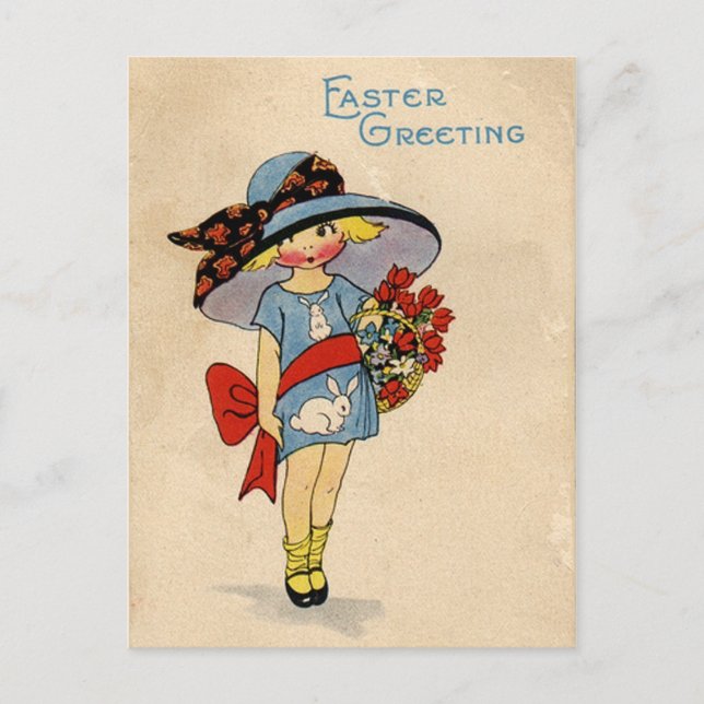 Cartes Pour Fêtes Annuelles Cutie de Pâques vintage (Devant)