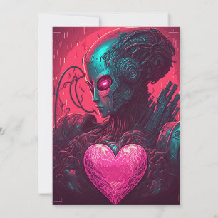 Cartes Pour Fêtes Annuelles "Cyber Valentine" Conception de la femme Cybernéti