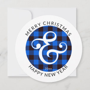 Cartes Pour Fêtes Annuelles Cycle moderne, Noël Ampersand & Plaid bleu