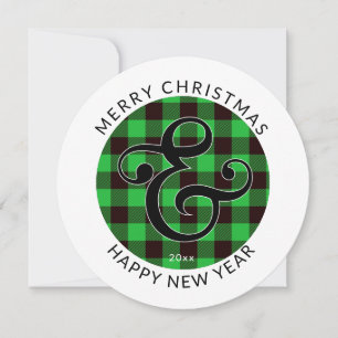 Cartes Pour Fêtes Annuelles Cycle moderne, Noël Ampersand & Plaid vert