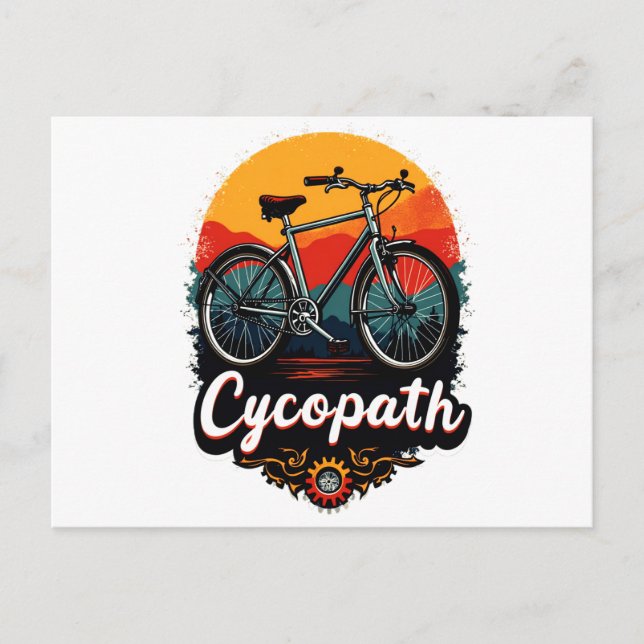 Cartes Pour Fêtes Annuelles Cycopaure : Vélo énergétique et soleil couchant Gr (Devant)