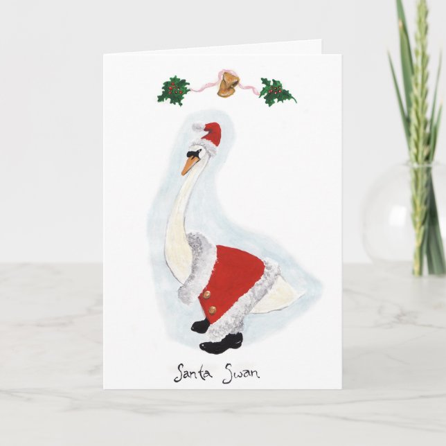 Cartes Pour Fêtes Annuelles Cygne de Père Noël : Noël est pour donner (Devant)