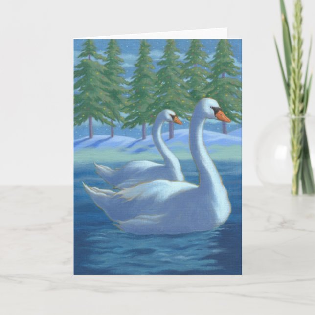 Cartes Pour Fêtes Annuelles Cygnes de Noël (Devant)