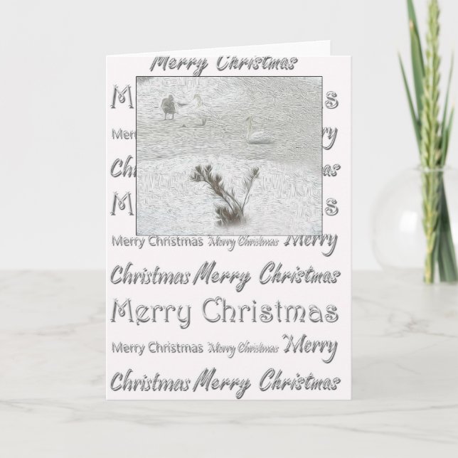 Cartes Pour Fêtes Annuelles Cygnes d'hiver (Devant)