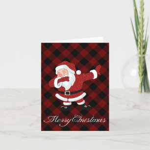 Cartes Pour Fêtes Annuelles Dabbing Red Plaid Santa Claus   Fun Rustic Buffalo