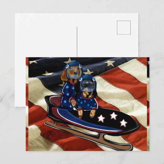 CARTES POUR FÊTES ANNUELLES DACHSHUND  (Devant / Derrière)
